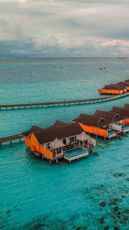 Обои 1080x1920 Мальдивы, морской пейзаж, лазурный