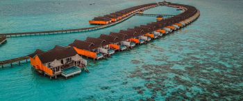 Обои 3440x1440 Мальдивы, морской пейзаж, лазурный