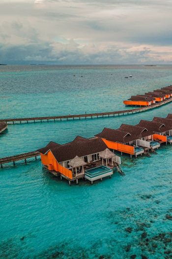Обои 640x960 Мальдивы, морской пейзаж, лазурный