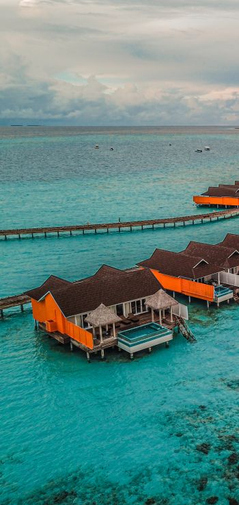 Обои 1440x3040 Мальдивы, морской пейзаж, лазурный
