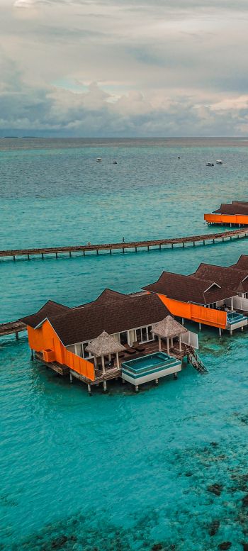 Обои 720x1600 Мальдивы, морской пейзаж, лазурный