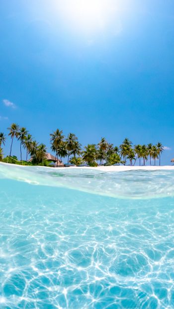 Обои 640x1136 Мальдивы, океан, голубой