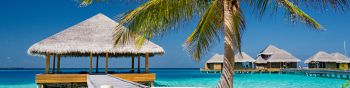 Maldives, beach, vacation Wallpaper 1590x400