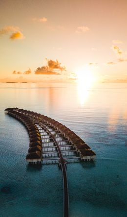 Maldives, sunset, bird's eye view Wallpaper 600x1024