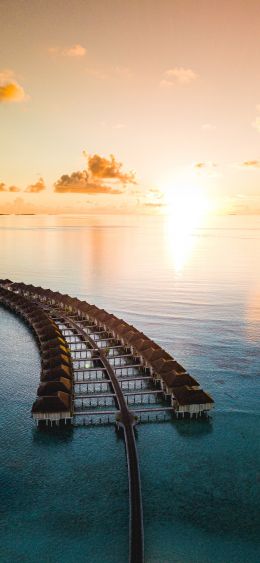 Maldives, sunset, bird's eye view Wallpaper 1080x2340