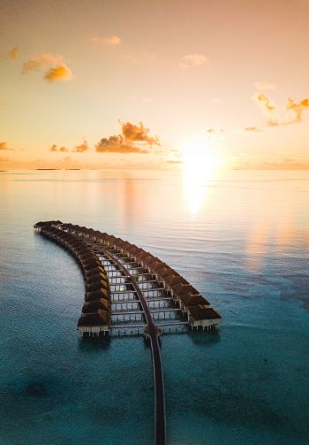 Maldives, sunset, bird's eye view Wallpaper 1640x2360