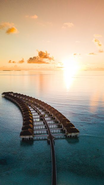 Maldives, sunset, bird's eye view Wallpaper 640x1136