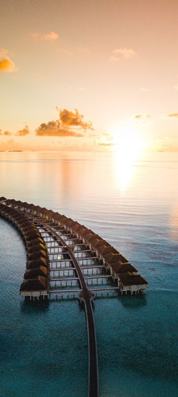 Maldives, sunset, bird's eye view Wallpaper 1080x2400