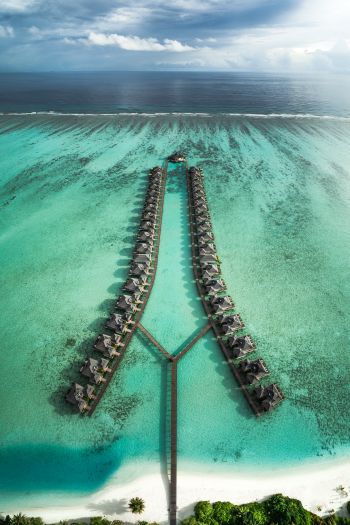 Обои 640x960 Мальдивы, курорт, вид с высоты птичьего полета