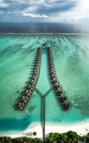 Обои 1752x2800 Мальдивы, курорт, вид с высоты птичьего полета