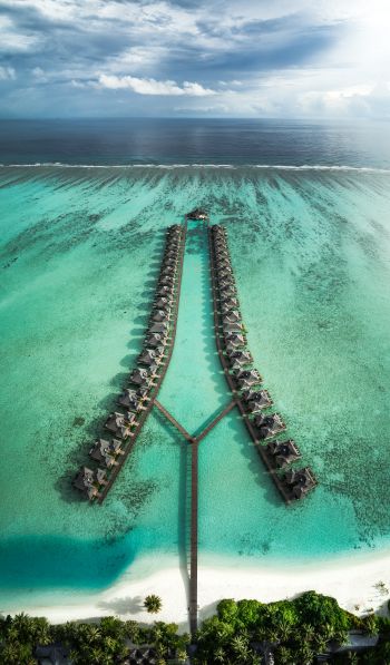 Обои 600x1024 Мальдивы, курорт, вид с высоты птичьего полета