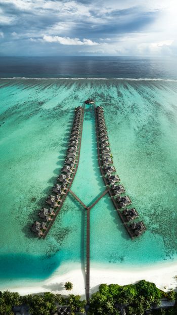 Обои 750x1334 Мальдивы, курорт, вид с высоты птичьего полета