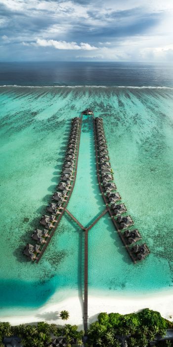 Maldives, resort, bird's eye view Wallpaper 720x1440