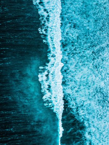 sea waves, top view, blue Wallpaper 1536x2048