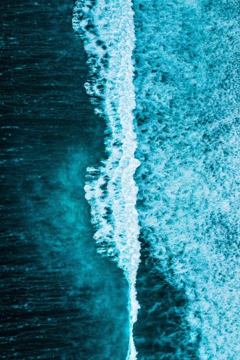sea waves, top view, blue Wallpaper 640x960