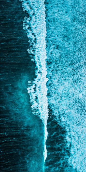 sea waves, top view, blue Wallpaper 720x1440