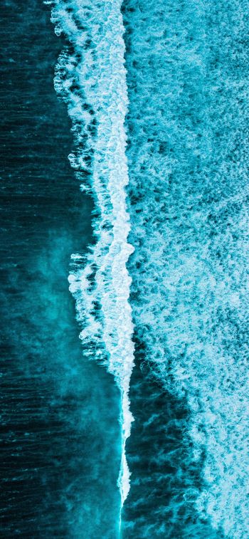 sea waves, top view, blue Wallpaper 1242x2688