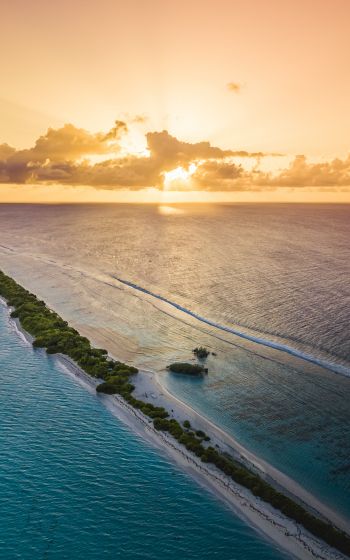 Обои 1600x2560 Мальдивы, закат, пейзаж