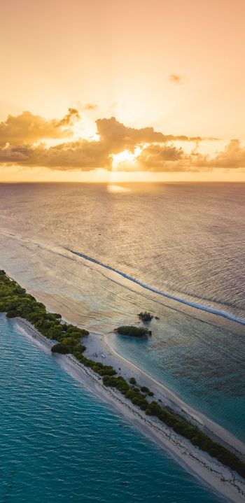 Maldives, sunset, landscape Wallpaper 1440x2960