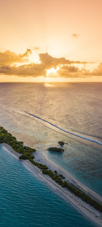 Maldives, sunset, landscape Wallpaper 1440x3200
