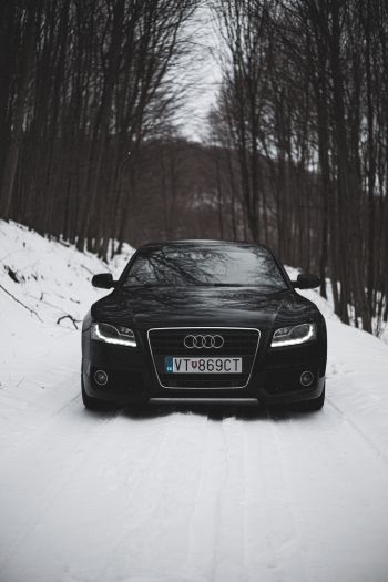 Обои 640x960 Audi A5, черное и белое, зима