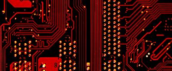 Обои 3440x1440 электроника, чип, красный