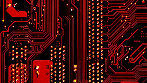 electronics, chip, red Wallpaper 3840x2160