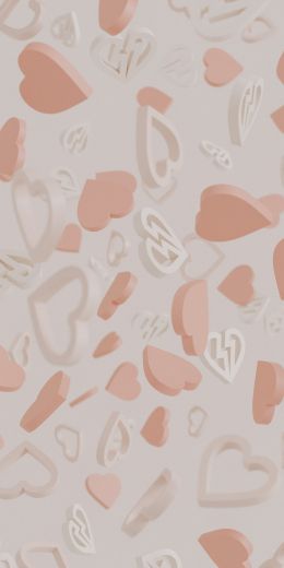 Valentine's day, hearts, beige Wallpaper 720x1440