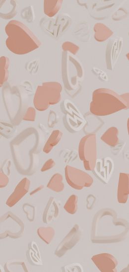 Valentine's day, hearts, beige Wallpaper 1080x2280