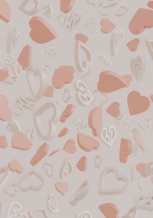 Valentine's day, hearts, beige Wallpaper 1668x2388