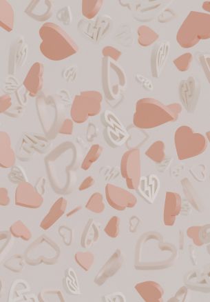 Valentine's day, hearts, beige Wallpaper 1640x2360