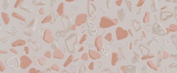 Valentine's day, hearts, beige Wallpaper 3440x1440
