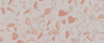 Valentine's day, hearts, beige Wallpaper 2560x1080