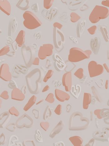 Valentine's day, hearts, beige Wallpaper 1536x2048