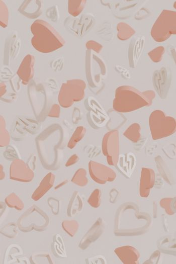Valentine's day, hearts, beige Wallpaper 640x960
