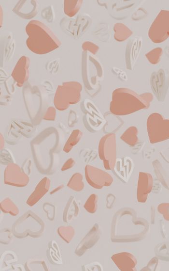 Valentine's day, hearts, beige Wallpaper 1752x2800