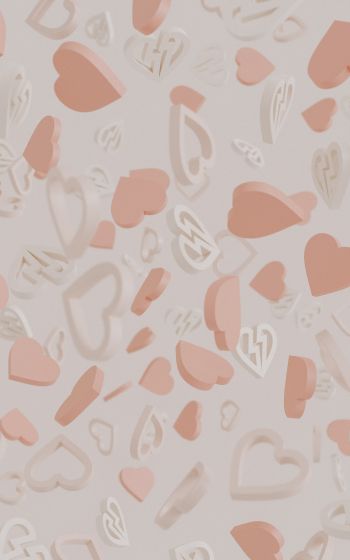 Valentine's day, hearts, beige Wallpaper 800x1280