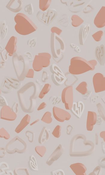 Valentine's day, hearts, beige Wallpaper 1200x2000
