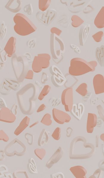 Valentine's day, hearts, beige Wallpaper 600x1024