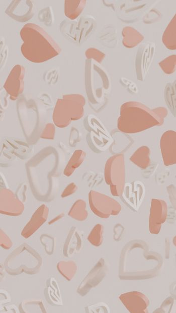 Valentine's day, hearts, beige Wallpaper 640x1136