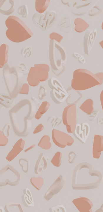 Valentine's day, hearts, beige Wallpaper 1440x2960
