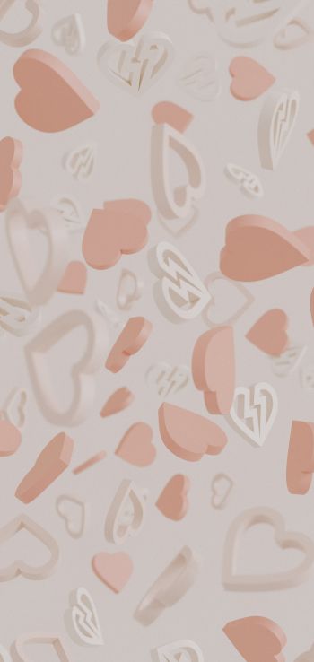 Valentine's day, hearts, beige Wallpaper 1440x3040