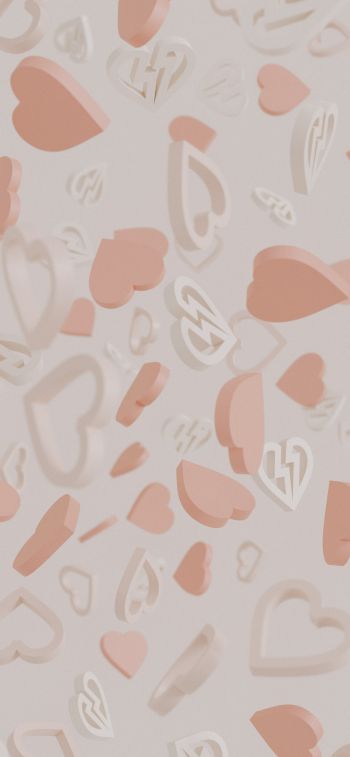 Valentine's day, hearts, beige Wallpaper 828x1792