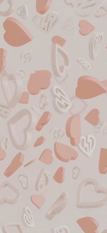 Valentine's day, hearts, beige Wallpaper 1080x2340