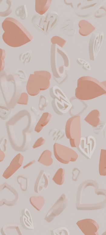 Valentine's day, hearts, beige Wallpaper 1080x2400