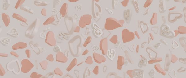 Valentine's day, hearts, beige Wallpaper 2560x1080