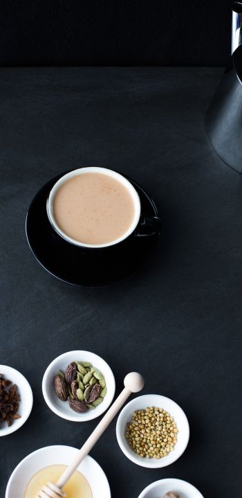 coffee cup, breakfast, dark Wallpaper 1440x2960