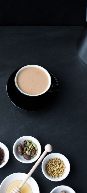coffee cup, breakfast, dark Wallpaper 1440x3200