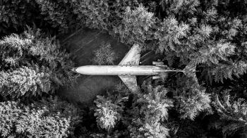 plane, black and white Wallpaper 1600x900