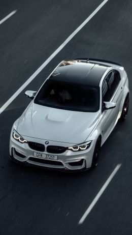 white bmw, top view Wallpaper 2160x3840